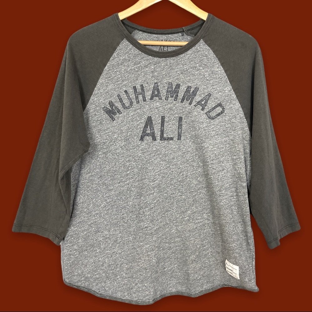 Lucky Brand Muhammad Ali 3/4 Raglan Sleeve Tee Grey Size Medium